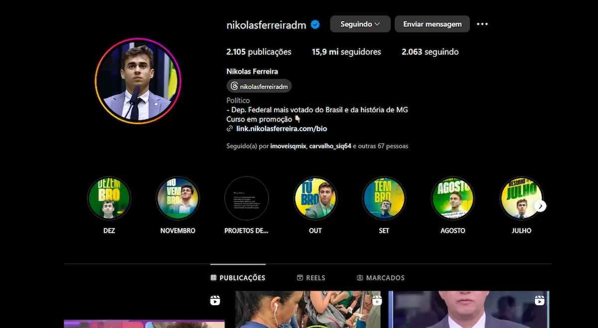 Quantos seguidores tem Nikolas Ferreira no Instagram? Quantos seguidores tem Nikolas Ferreira no Instagram?